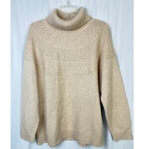 J. Jill Cowl Neck Sweater Womens 2X Cream Metallic Sequins Cozy Winter